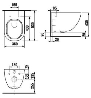 Унитаз Laufen Basal Combipack 8.66E1.0.000.000.1 подвесной безободковый с сиденьем SoftClose, быстрое снятие (в комплекте)
